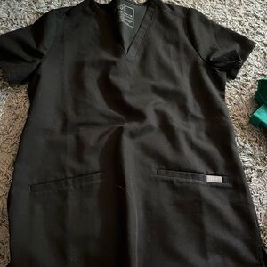 Figs Black V-Neck Scrub Top